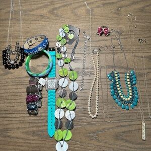Lot of Jewelry Pieces Including Necklaces, Bracelets, Watch, Anklet and Ring